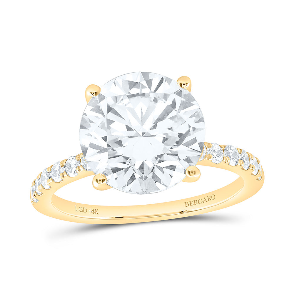 14K Yellow Or White Gold 5 1/2 Cttw Lab Grown Diamond 5 Cttw Center Round Engagement Ring
