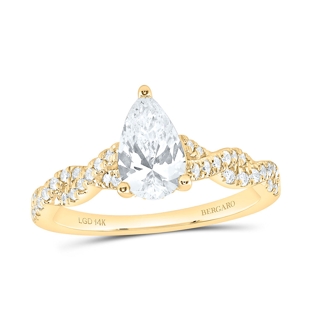 14K Yellow Or White Gold 1 1/3 Cttw Lab Grown Diamond 1 Cttw Center Pear Engagement Ring