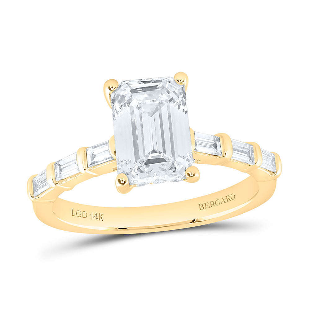 14K Yellow Or White Gold 2 1/2 Cttw Lab Grown Diamond 2 Cttw Center Emerald Engagement Ring