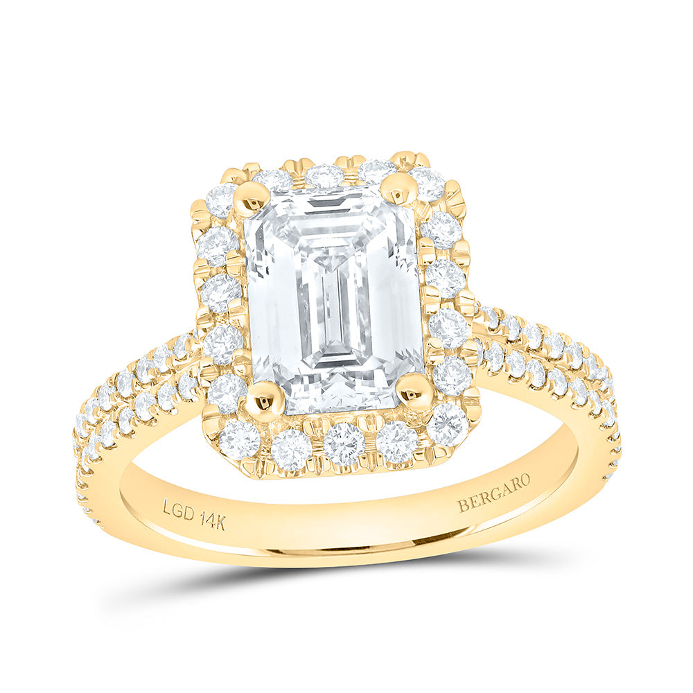 14K Yellow Or White Gold 2 5/8 Cttw Lab Grown Diamond 2 Cttw Center Emerald Engagement Ring