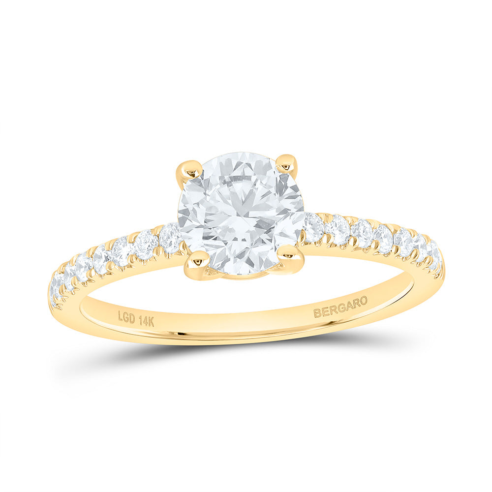 14K Yellow Or White Gold 1 1/3 Cttw Lab Grown Diamond 1 Cttw Center Round Engagement Ring