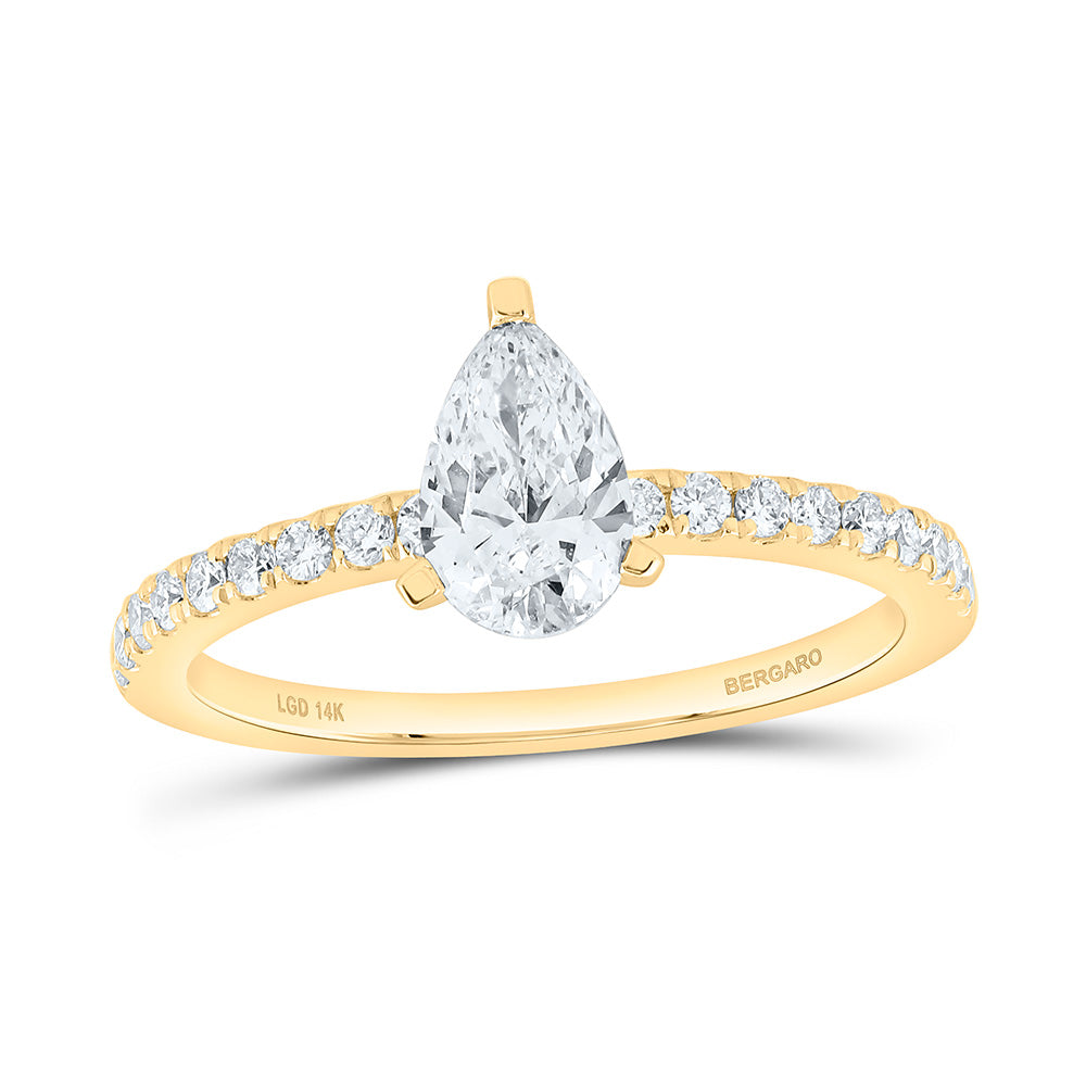 14K Yellow Or White Gold 1 Cttw Lab Grown Diamond 3/4 Cttw Center Pear Engagement Ring