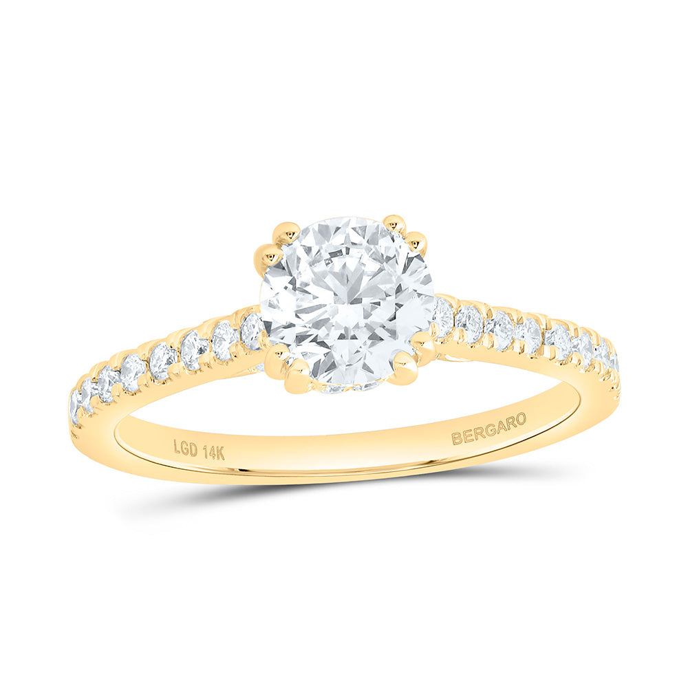 14K Yellow Or White Gold 1 1/3 Cttw Lab Grown Diamond 1 Cttw Center Round Engagement Ring