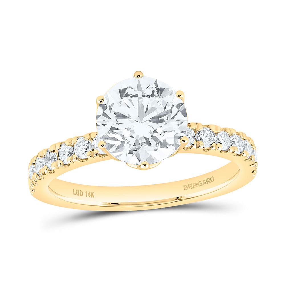 14K Yellow Or White Gold 2 1/2 Cttw Lab Grown Diamond 2 Cttw Center Round Engagement Ring