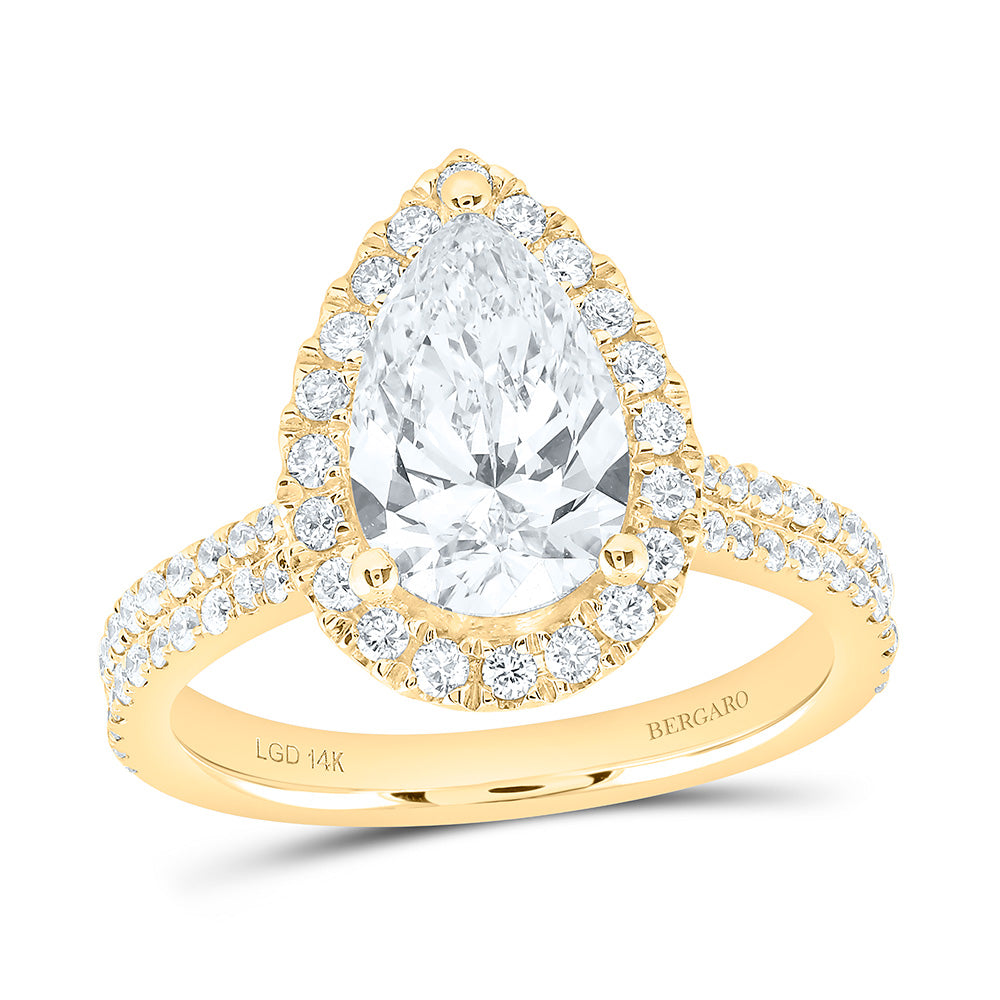 14K Yellow Or White Gold 2 3/4 Cttw Lab Grown Diamond 2 Cttw Center Pear Engagement Ring