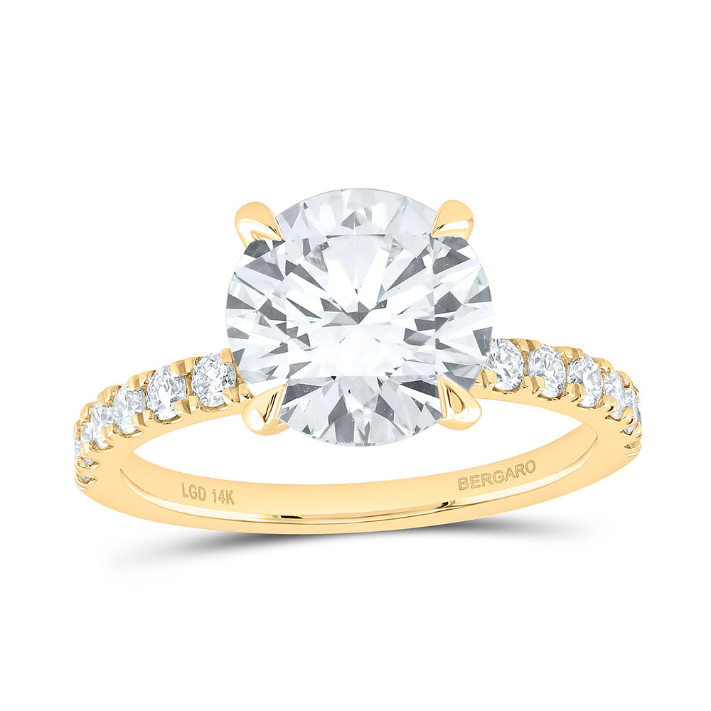 14K Yellow Or White Gold 3 1/2 Cttw Lab Grown Diamond 3 Cttw Center Round Engagement Ring