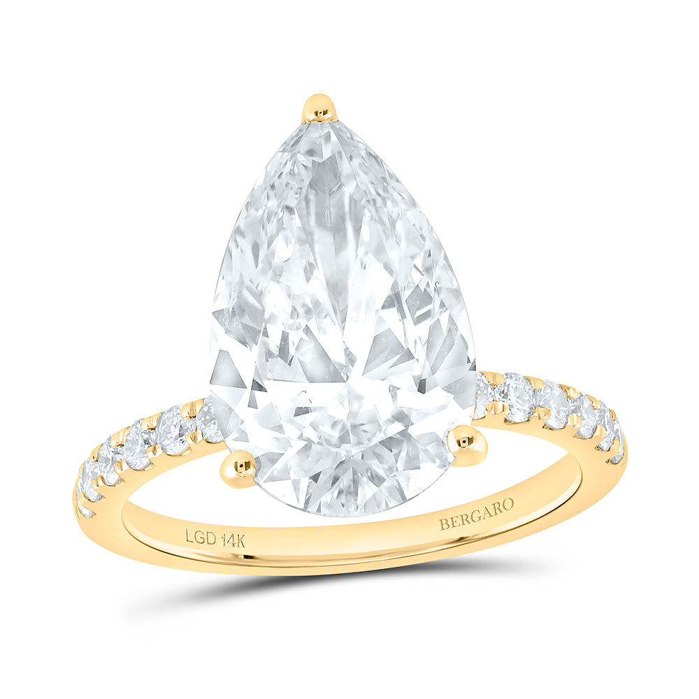 14K Yellow Or White Gold 5 1/2 Cttw Lab Grown Diamond 5 Cttw Center Pear Engagement Ring