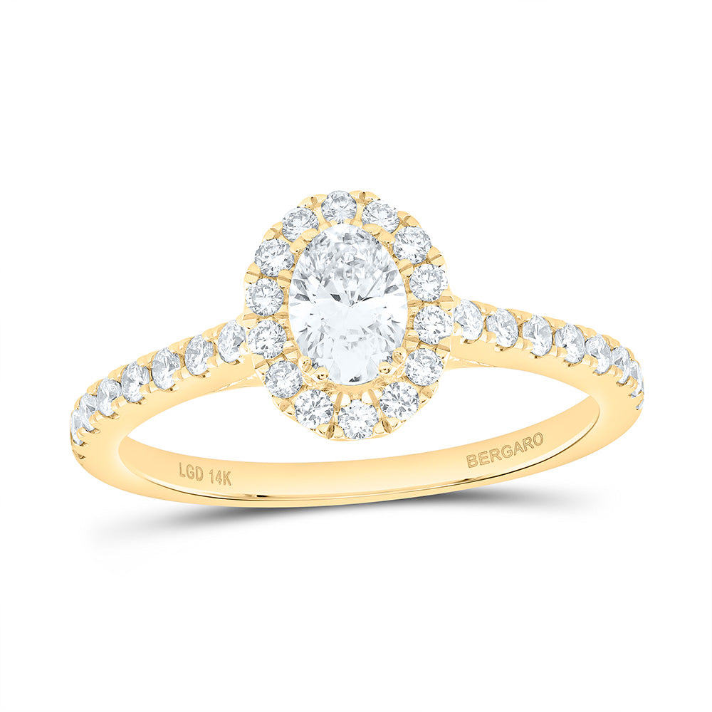 14K Yellow Or White Gold 1 Cttw Lab Grown Diamond 1/2 Cttw Center Oval Engagement Ring