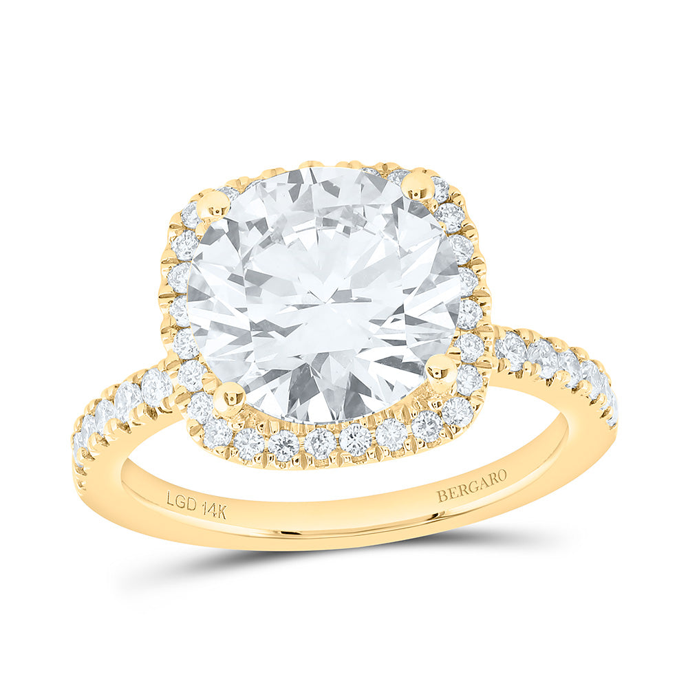14K Yellow Or White Gold 4 1/2 Cttw Lab Grown Diamond 4 Cttw Center Round Engagement Ring