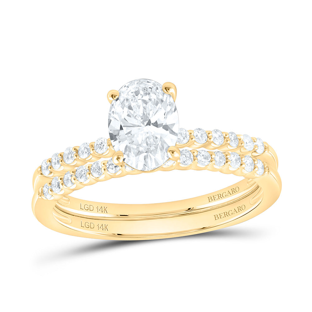 14K Yellow Or White Gold 1 1/4 Cttw Lab Grown Diamond 1 Cttw Center Oval Bridal Set