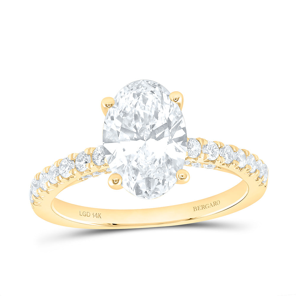 14K Yellow Or White Gold 2 1/2 Cttw Lab Grown Diamond 2 Cttw Center Oval Engagement Ring