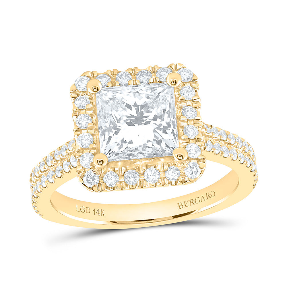14K Yellow Or White Gold 2 5/8 Cttw Lab Grown Diamond 2 Cttw Center Princess Engagement Ring