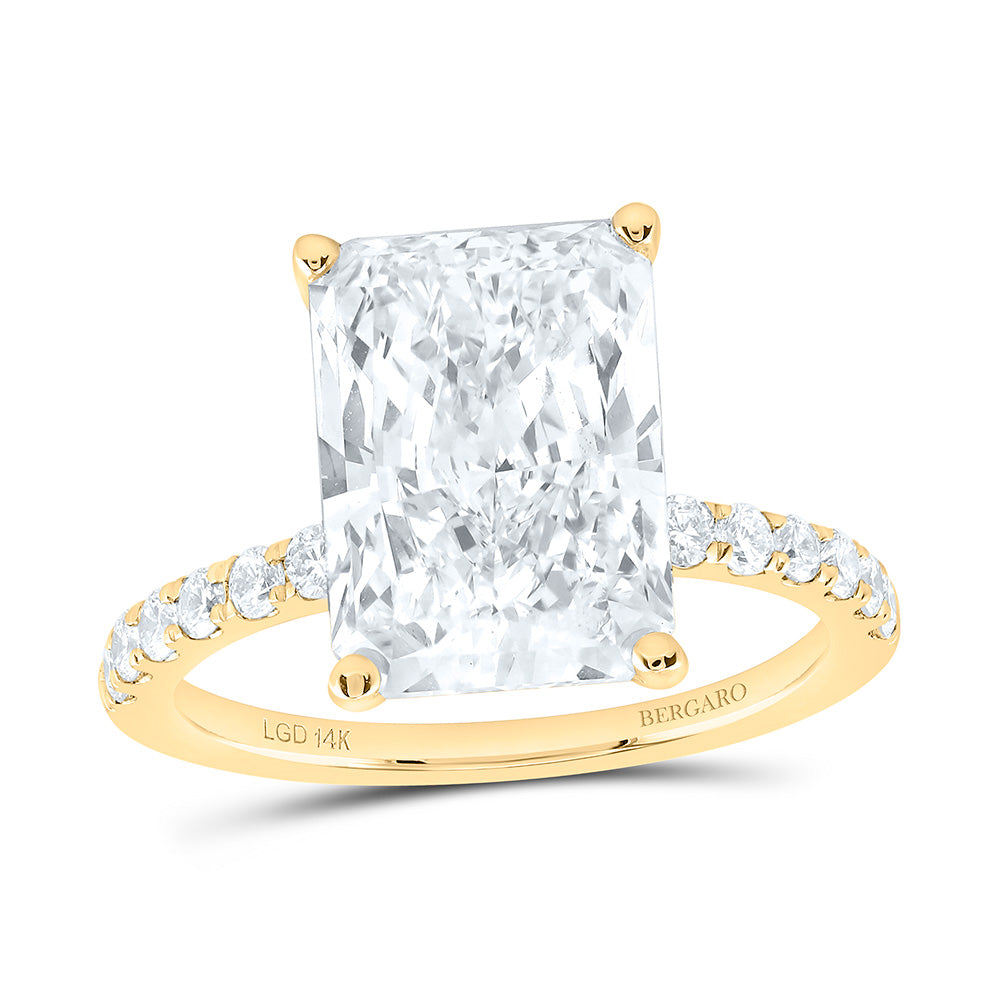 14K Yellow Or White Gold 5 1/2 Cttw Lab Grown Diamond 5 Cttw Center Radiant Engagement Ring