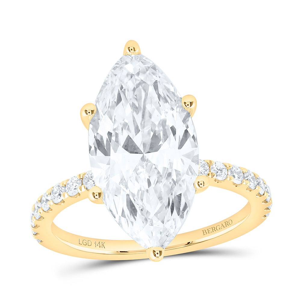 14K Yellow Or White Gold 5 1/2 Cttw Lab Grown Diamond 5 Cttw Center Marquise Engagement Ring