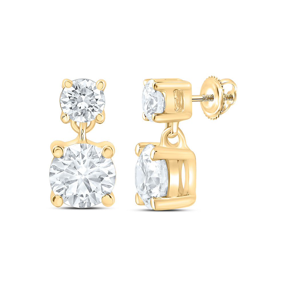 14K Yellow Or White Gold 1 1/4 Cttw Lab Grown Diamond Fashion Round Dangling Earring