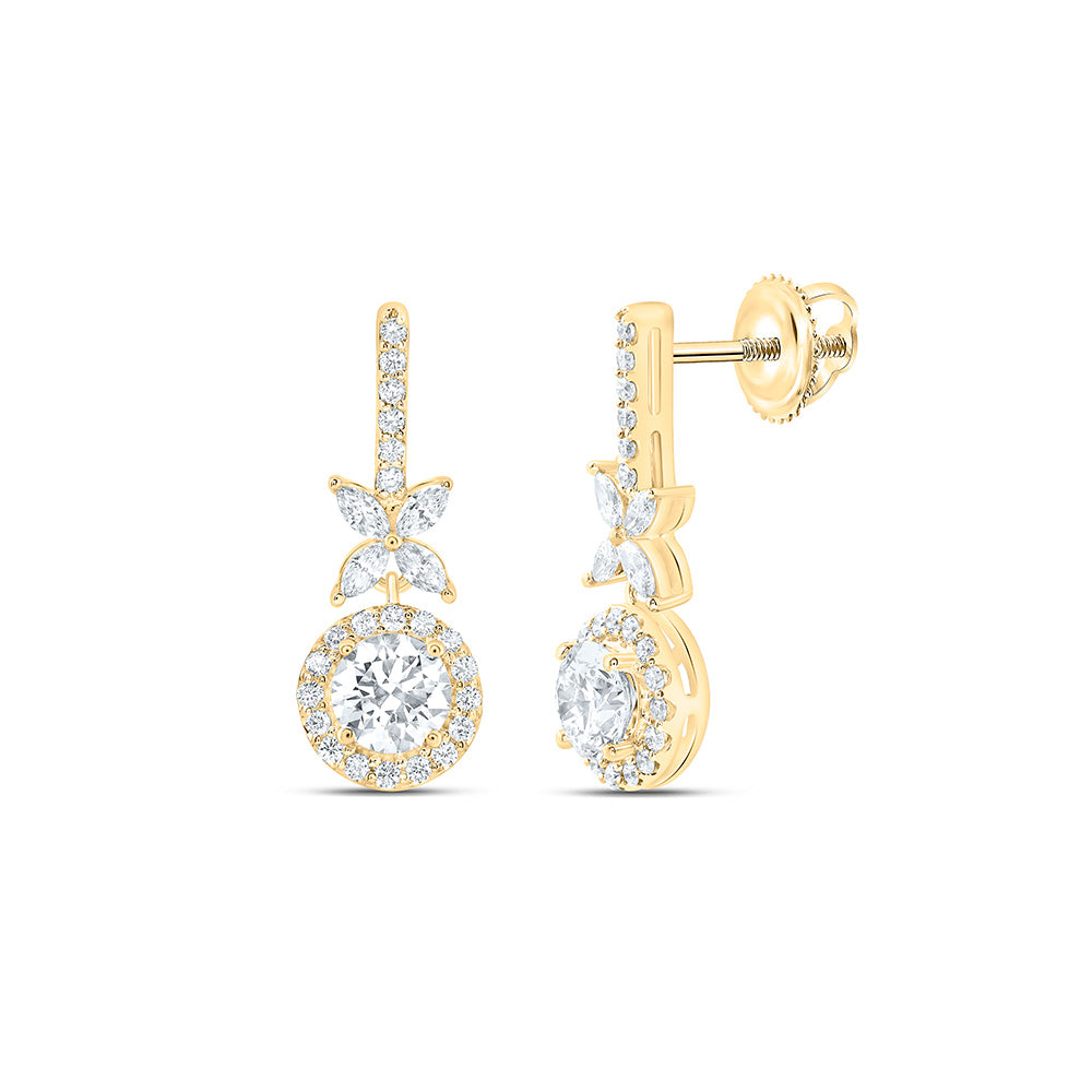 14K Yellow Or White Gold 1 1/2 Cttw Lab Grown Diamond Fashion Round Dangling Earring