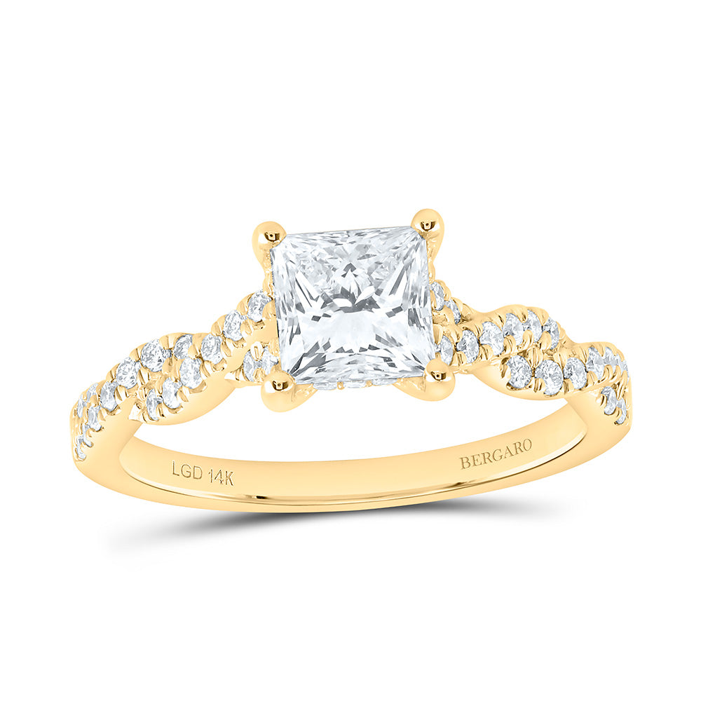 14K Yellow Or White Gold 1 1 /3 Cttw Lab Grown Diamond 1 Cttw Center Princess Engagement Ring