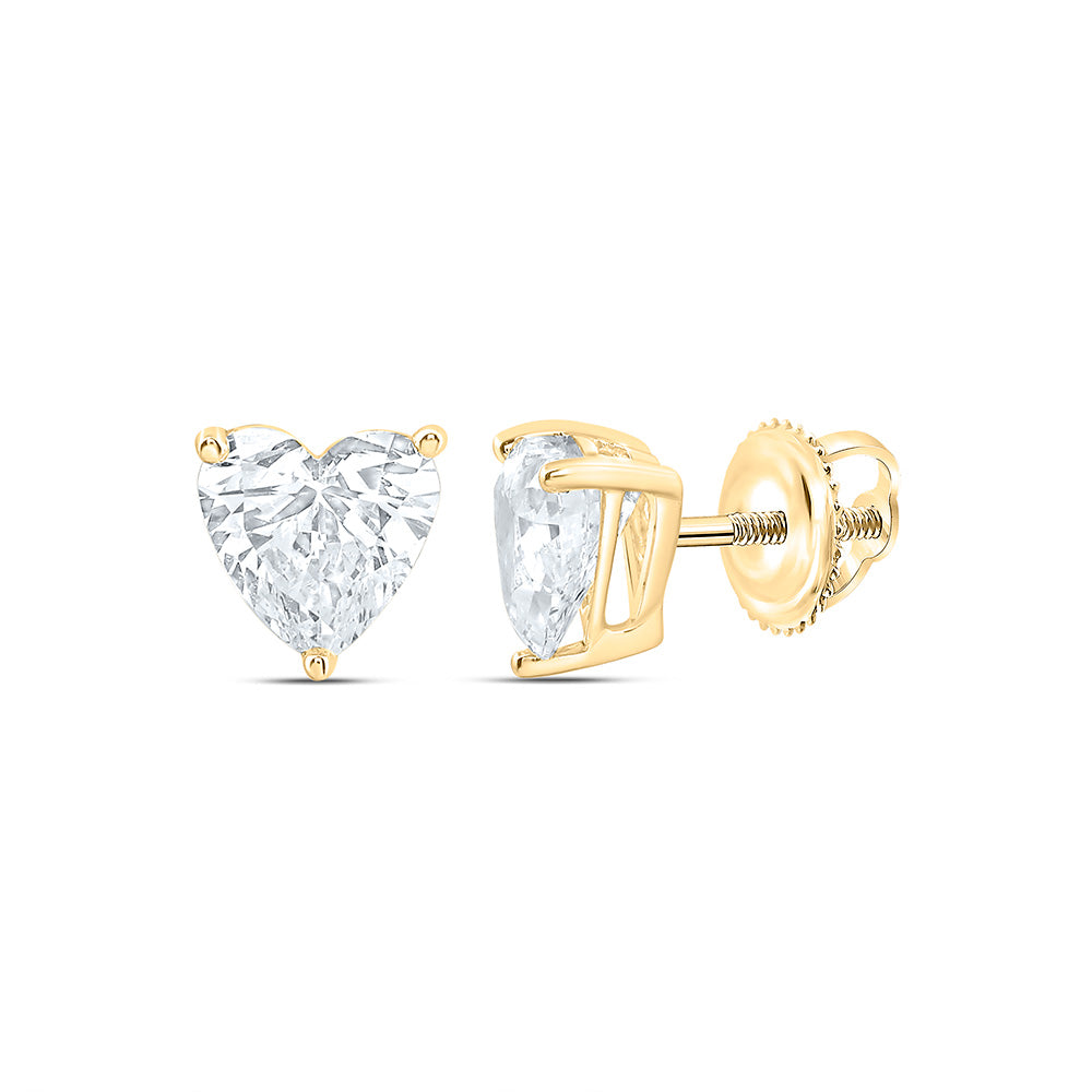 14K Yellow Or White Gold 1 Cttw Lab Grown Diamond Heart Solitaire Earring