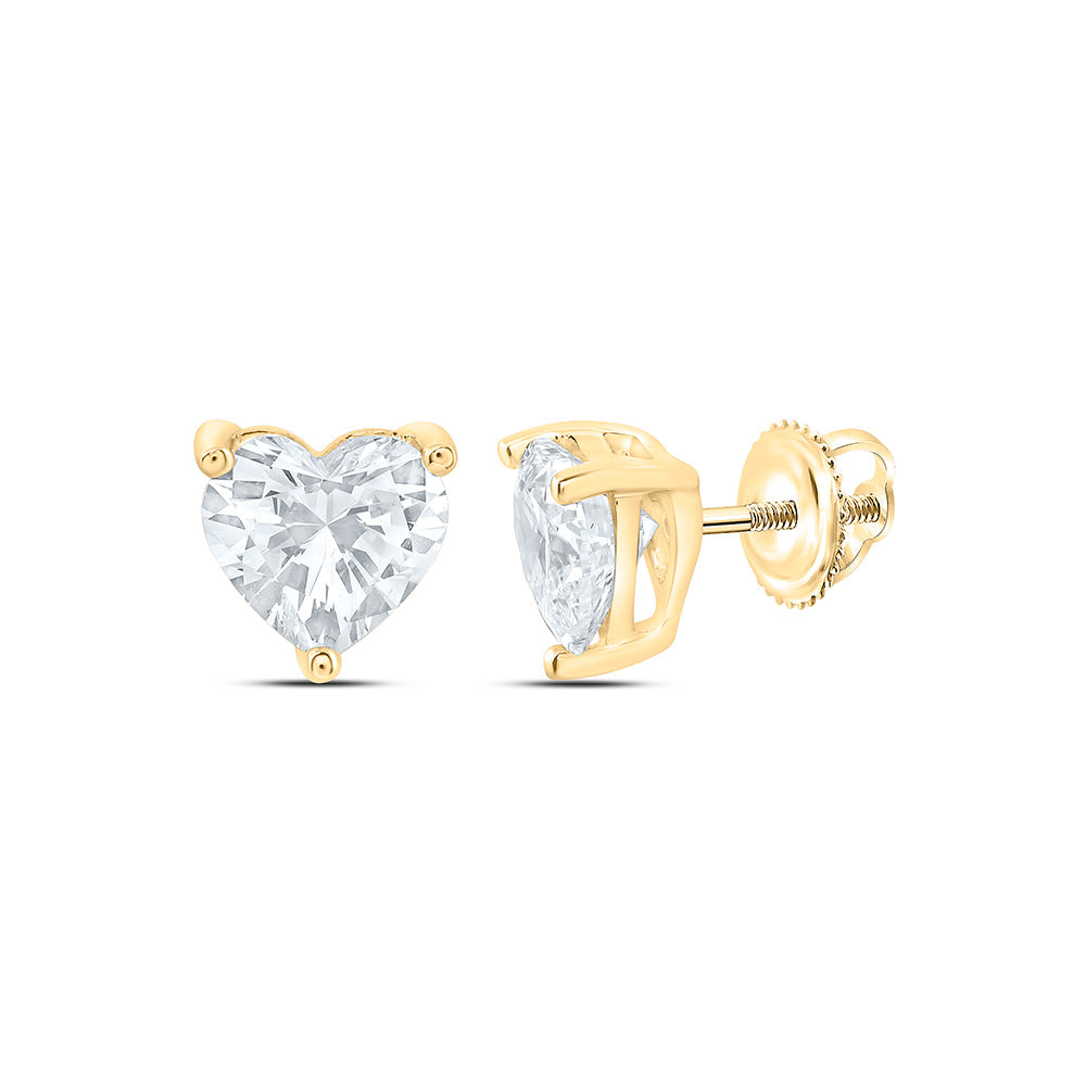 14K Yellow Or White Gold 2 Cttw Lab Grown Diamond Heart Solitaire Earring