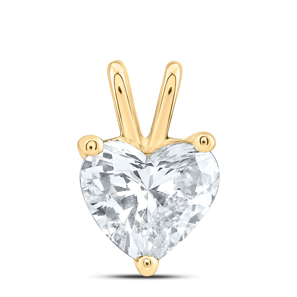 14K Yellow Or White Gold 1 1/2 Cttw Lab Grown Diamond Heart Solitaire Pendant