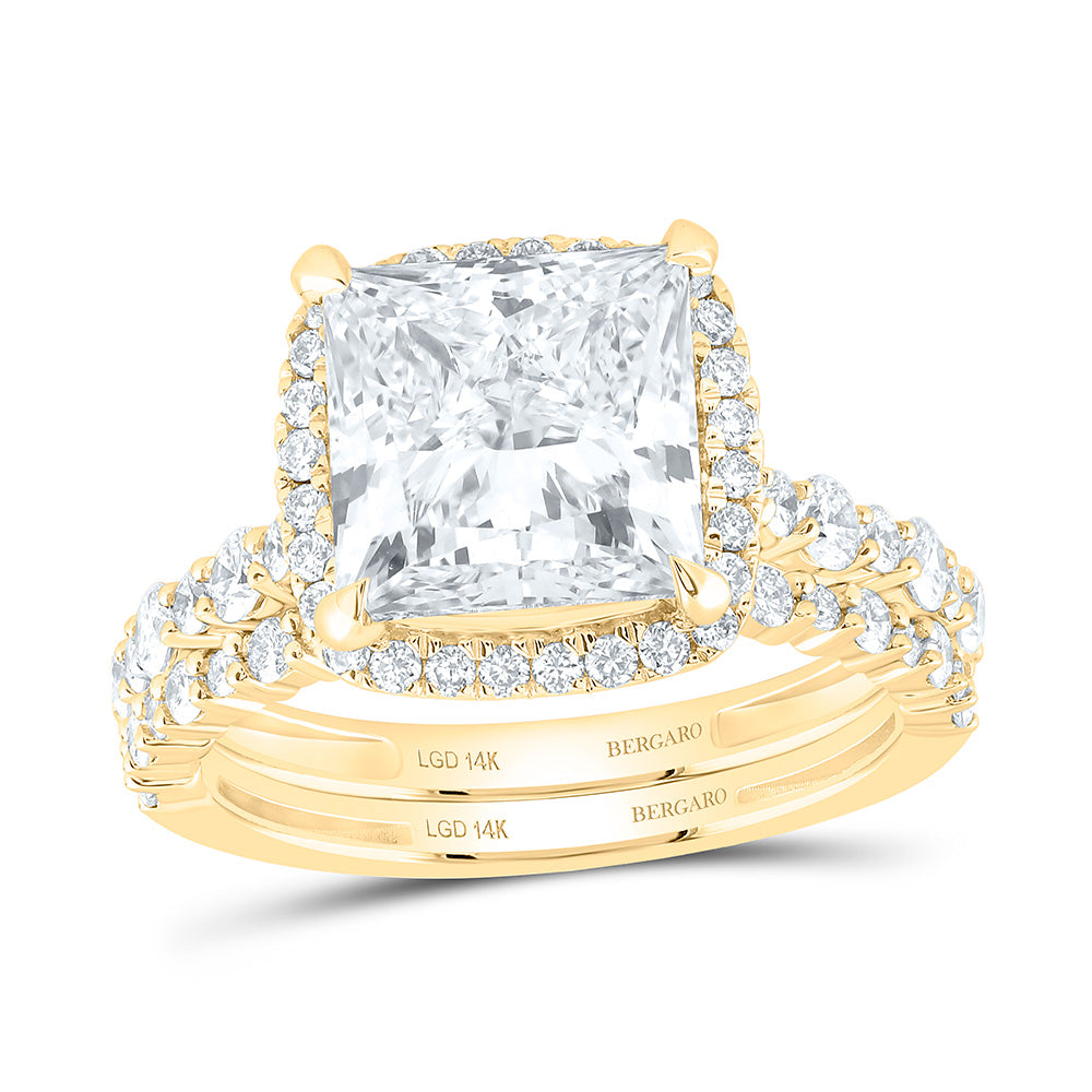 14K Yellow Or White Gold 5 Cttw Lab Grown Diamond 4 Cttw Center Princess Cushion Bridal Set
