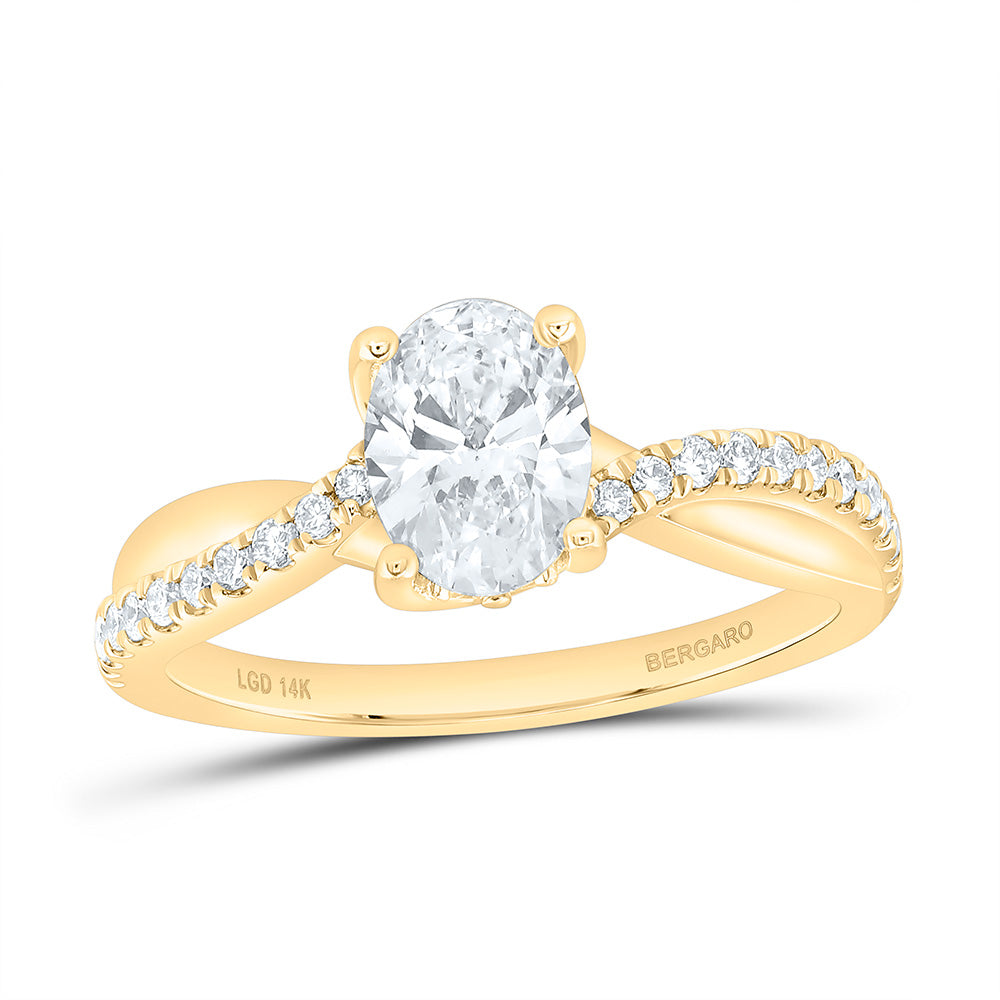 14K Yellow Or White Gold 1 1/4 Cttw Lab Grown Diamond 1 Cttw Center Oval Engagement Ring