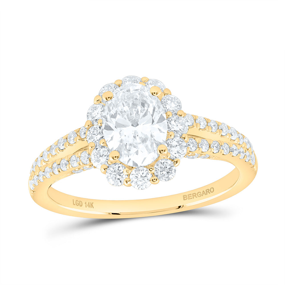 14K Yellow Or White Gold 1 3/4 Cttw Lab Grown Diamond 1 Cttw Center Oval Engagement Ring