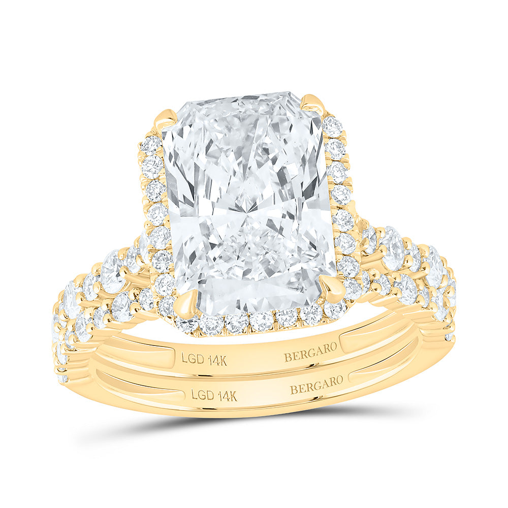 14K Yellow Or White Gold 5 Cttw Lab Grown Diamond 4 Cttw Center Fashion Radiant Bridal Set