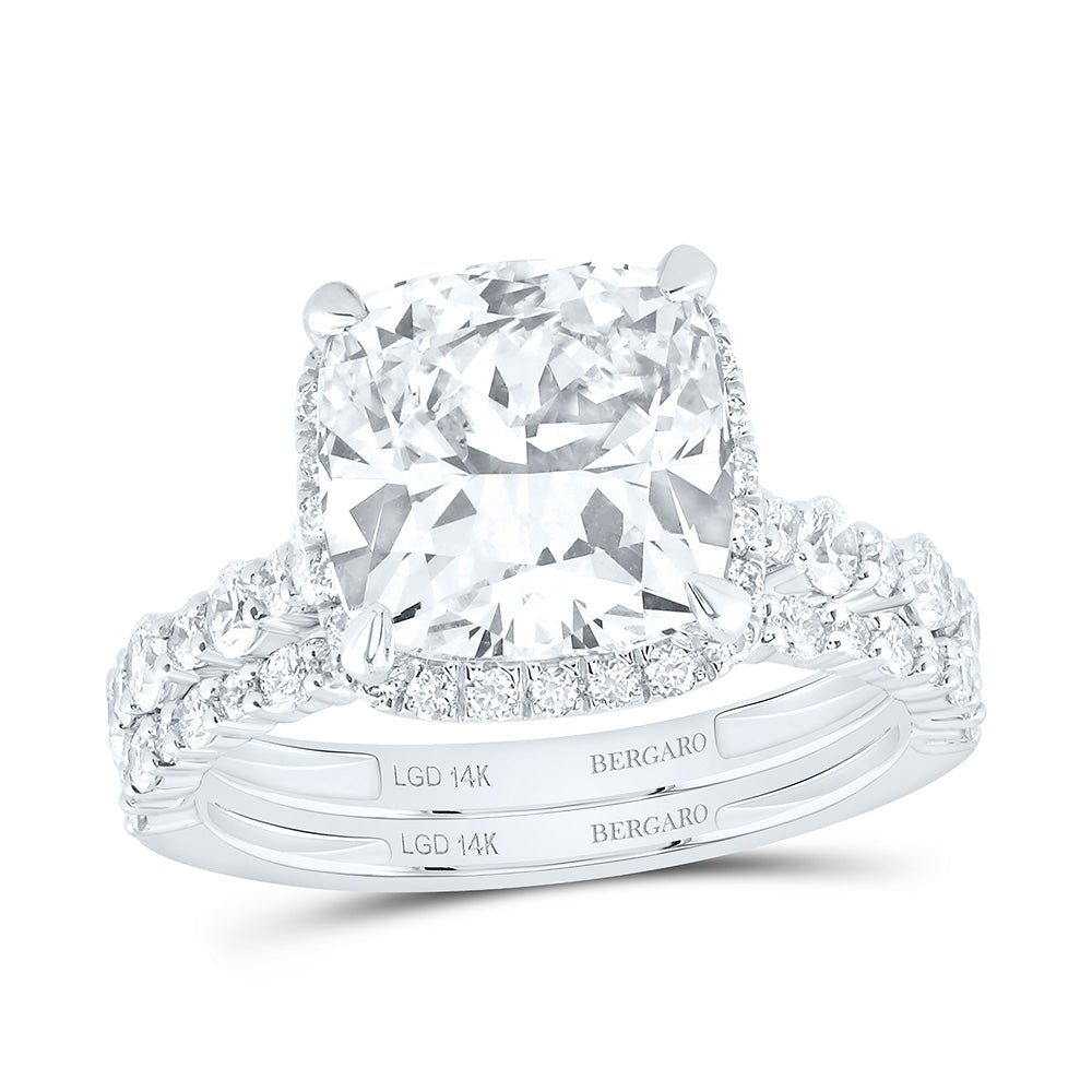 14K Yellow Or White Gold 5 Cttw Lab Grown Diamond 4 Cttw Center Cushion Bridal Set