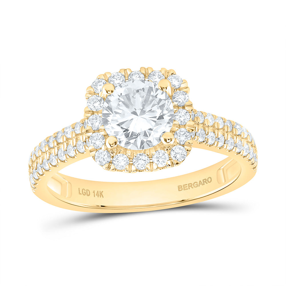 14K Yellow Or White Gold 1 1/2 Cttw Lab Grown Diamond 1 Cttw Center Round Cushion Engagement Ring