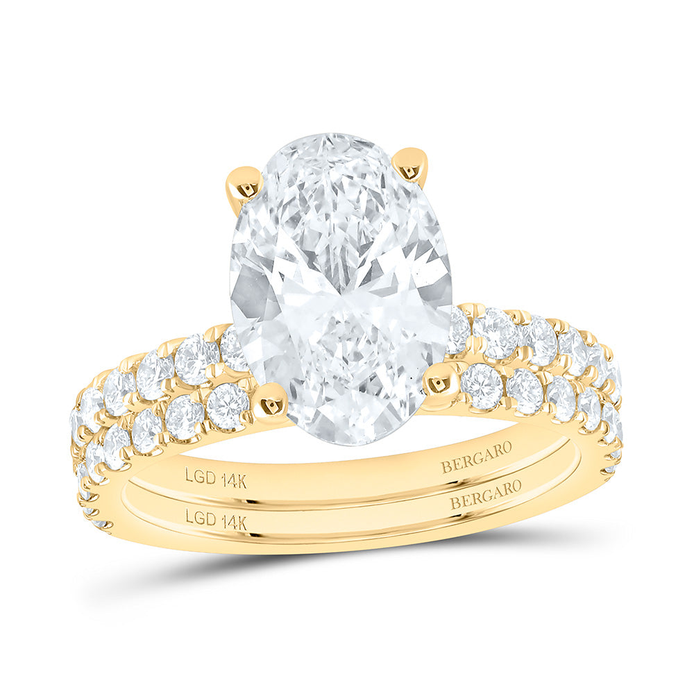 14K Yellow Or White Gold 4 Cttw Lab Grown Diamond 3 Cttw Center Oval Bridal Set