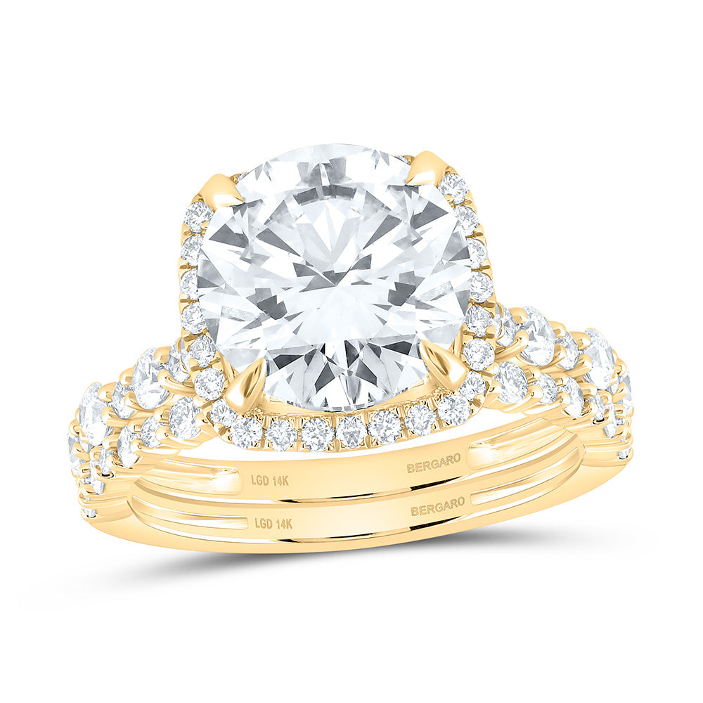 14K Yellow Or White Gold 5 Cttw Lab Grown Diamond 4 Cttw Center Round Cushion Bridal Set