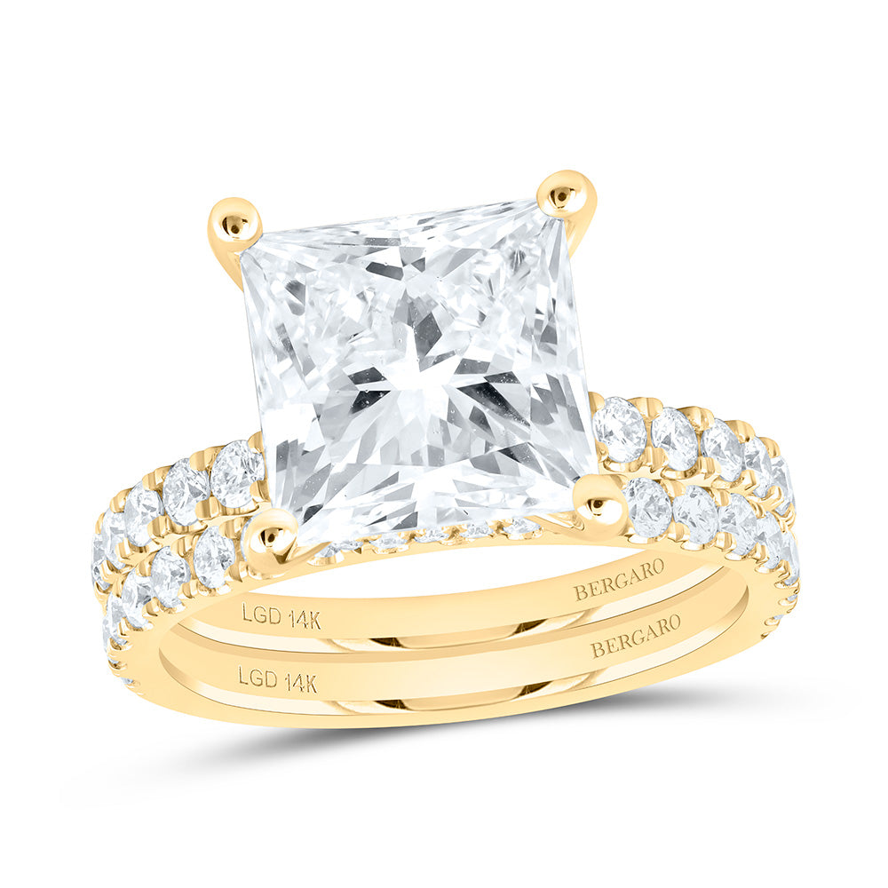 14K Yellow Or White Gold 6 Cttw Lab Grown Diamond 5 Cttw Center Princess Bridal Set