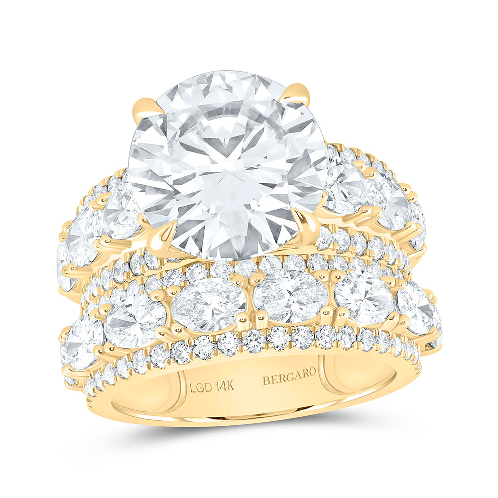14K Yellow Or White Gold 9 7/8 Cttw Lab Grown Diamond 6 Cttw Center Round Bridal Set
