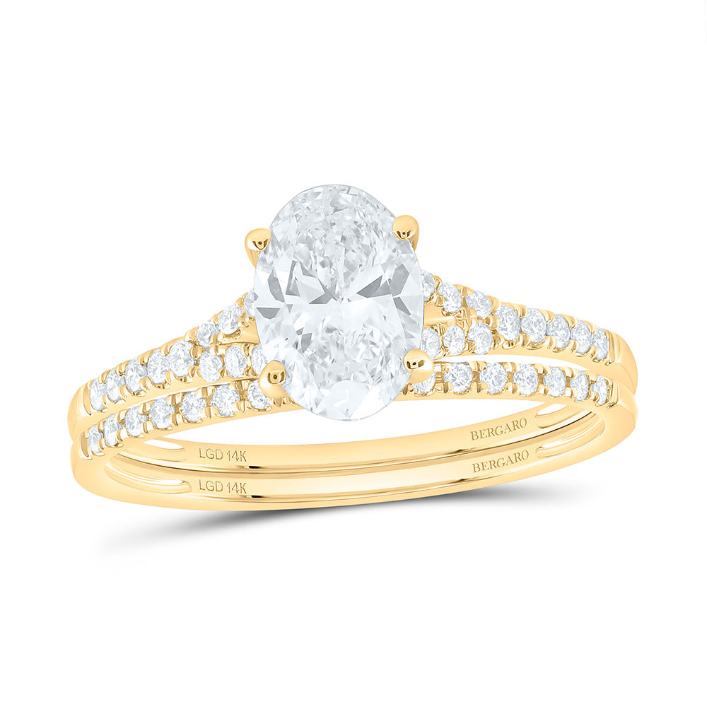 14K Yellow Or White Gold 1 1/3 Cttw Lab Grown Diamond 1 Cttw Center Oval Bridal Set