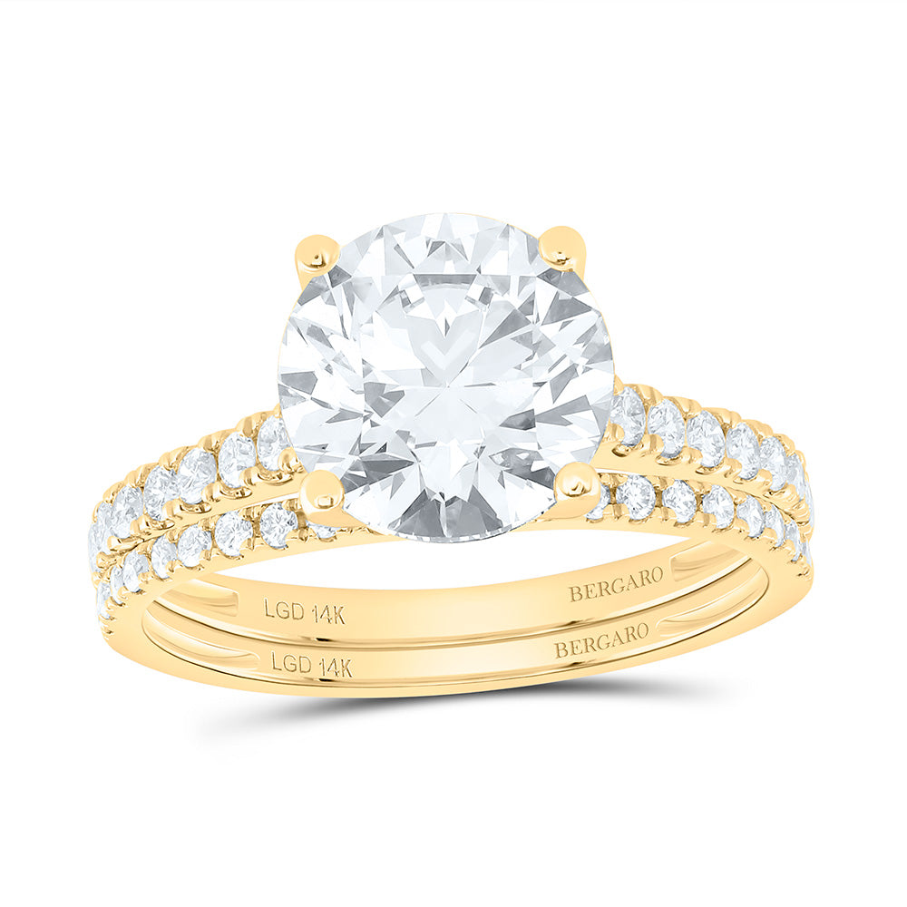 14K Yellow Or White Gold 3 1/2 Cttw Lab Grown Diamond 3 Cttw Center Round Bridal Set