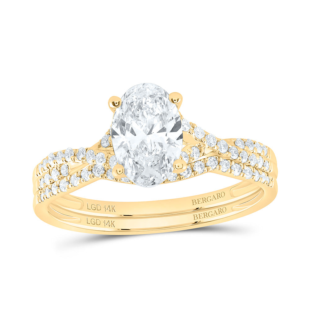 14K Yellow Or White Gold 1 1/4 Cttw Lab Grown Diamond 1 Cttw Center Oval Bridal Set