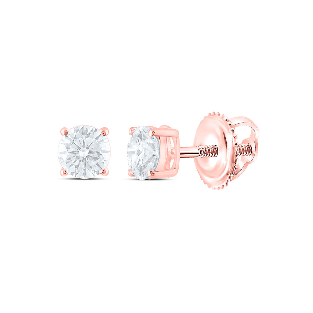 14K Yellow Or White Or Rose Gold 1 Cttw Lab Grown Diamond Round Solitaire Earring