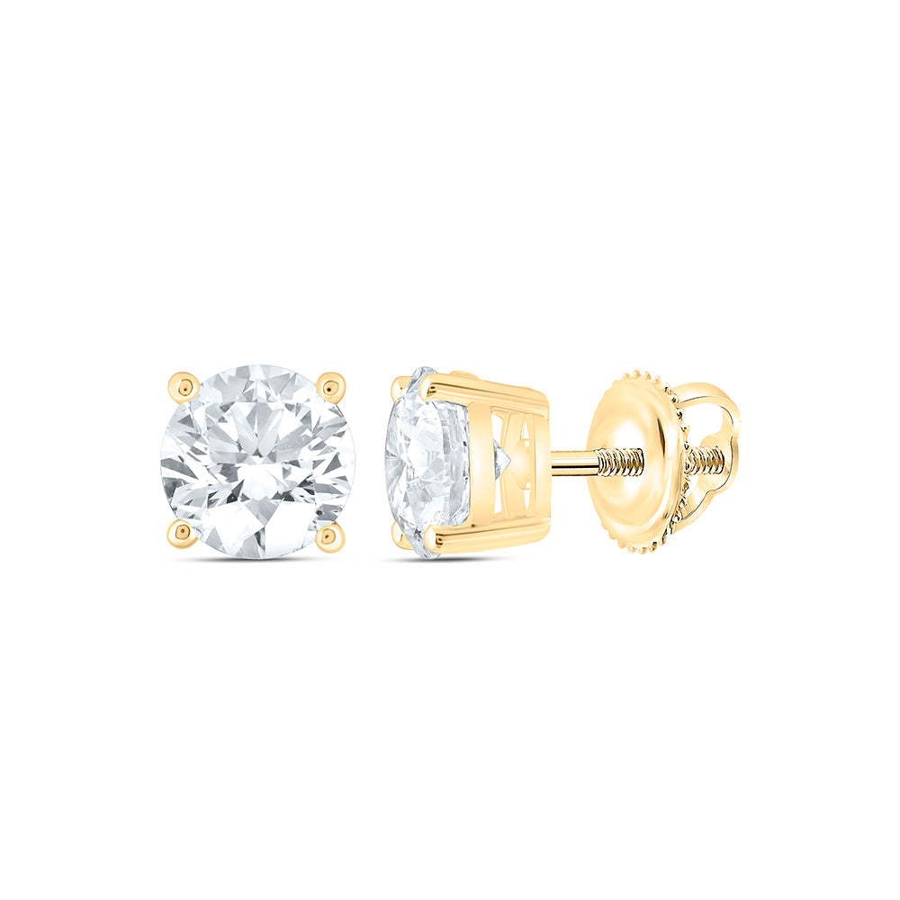 14K Yellow Or White Gold 2 Cttw Lab Grown Diamond Round Solitaire Earring