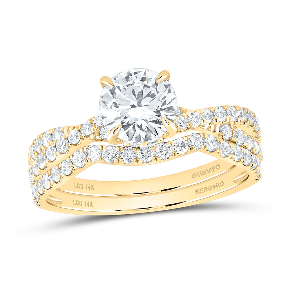 14K Yellow Or White Gold 1 3/4 Cttw Lab Grown Diamond 1 Cttw Center Round Bridal Set