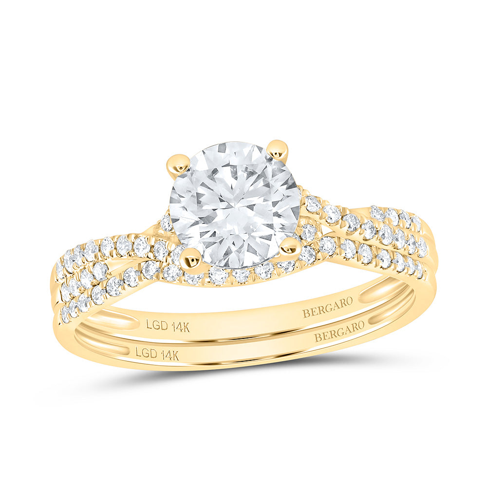 14K Yellow Or White Gold 1 1/4 Cttw Lab Grown Diamond 1 Cttw Center Round Bridal Set