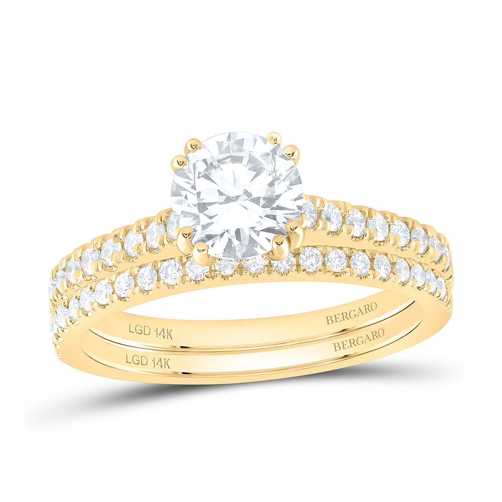 14K Yellow Or White Gold 1 1/2 Cttw Lab Grown Diamond 1 Cttw Center Round Bridal Set