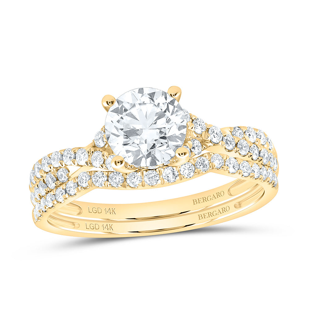 14K Yellow Or White Gold 1 1/2 Cttw Lab Grown Diamond 1 Cttw Center Round Bridal Set
