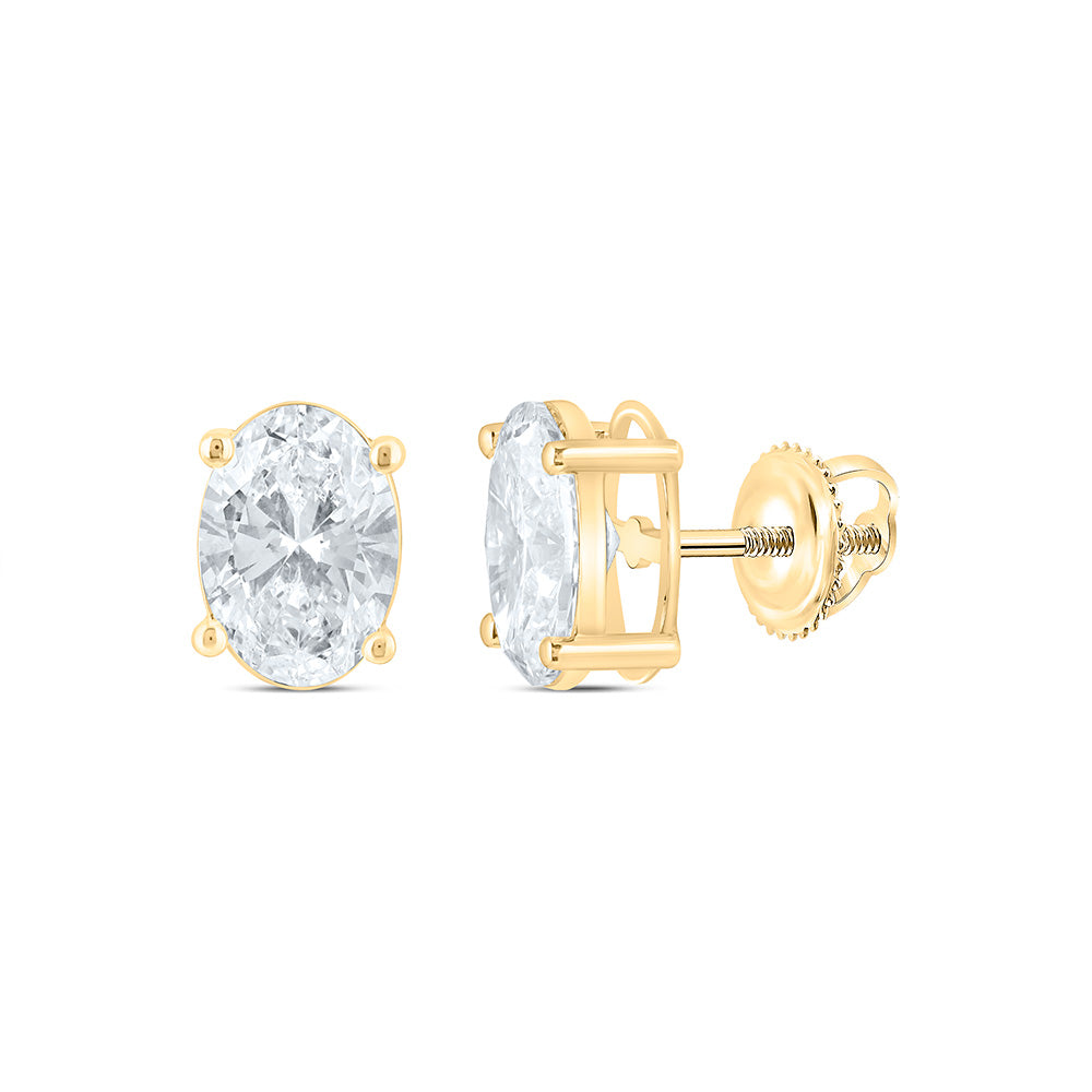 14K Yellow Or White Gold Lab Grown Diamond Oval Solitaire Earring