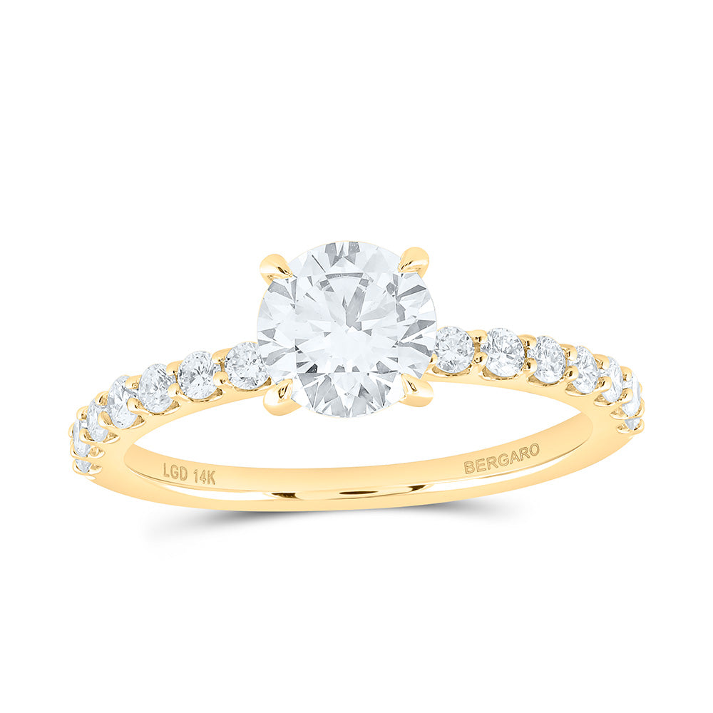 14K Yellow Or White Gold 1 1/3 Cttw Lab Grown Diamond 1 Cttw Center Round Engagement Ring