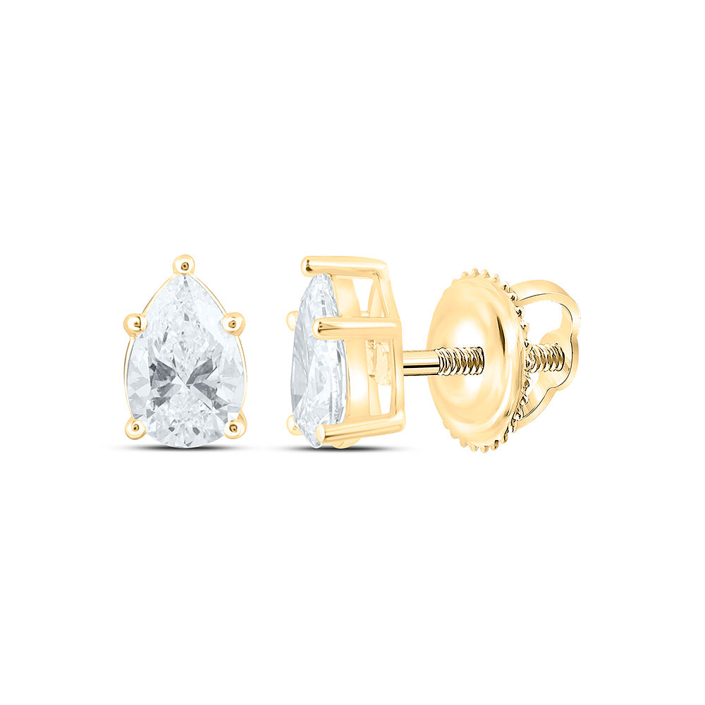 14K Yellow Or White Gold 3/4 Cttw Lab Grown Diamond Pear Solitaire Earring