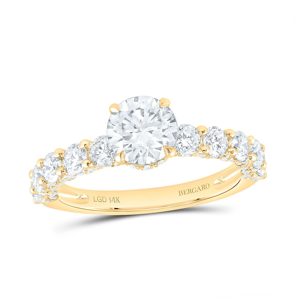 14K Yellow Or White Gold 2 1/2 Cttw Lab Grown Diamond 1 Cttw Center Round Engagement Ring