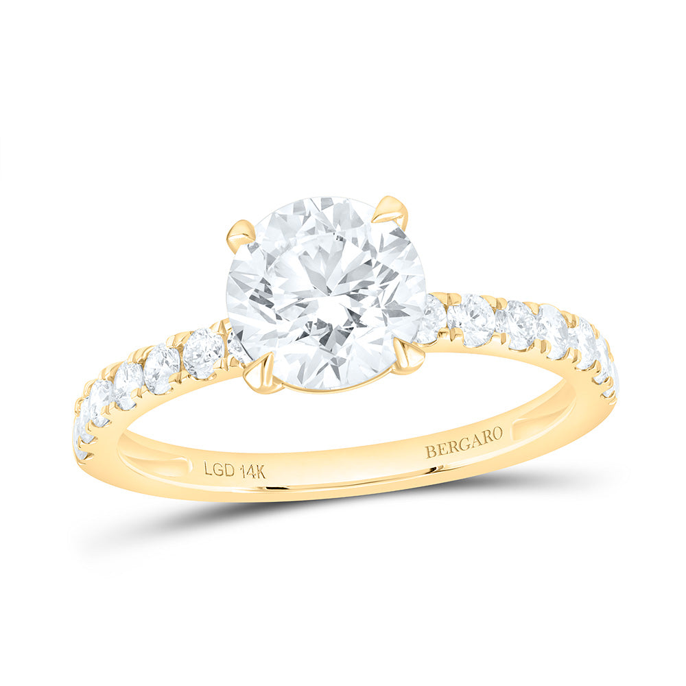14K Yellow Or White Gold 1 7/8 Cttw Lab Grown Diamond 1 1/2 Cttw Center Round Engagement Ring