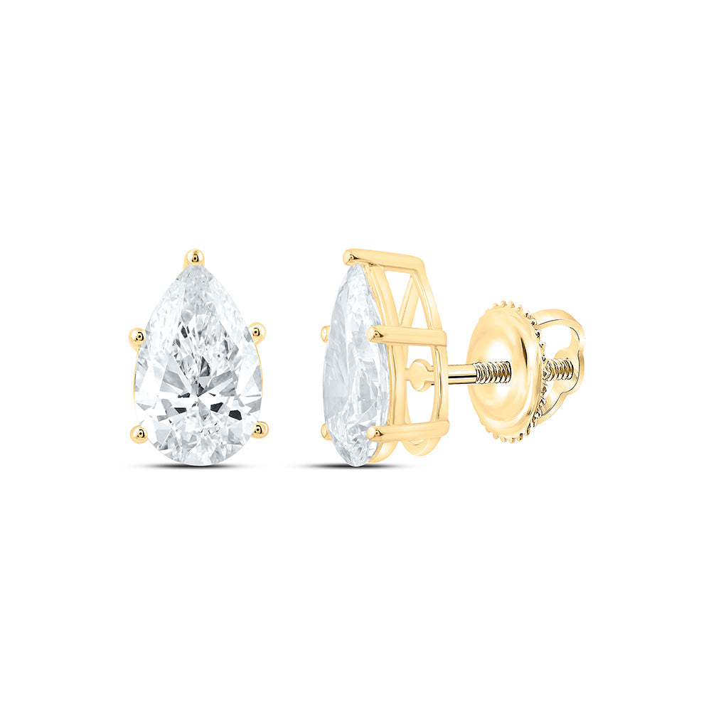 14K Yellow Or White Gold 4 Cttw Lab Grown Diamond Pear Solitaire Earring