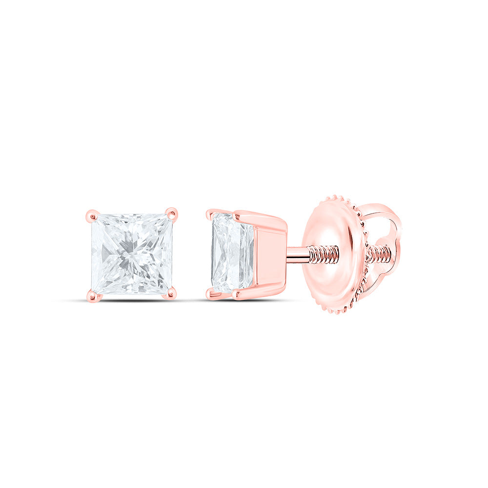 14K Yellow Or White Or Rose Gold 1/2 Cttw Lab Grown Diamond Princess Solitaire Earring